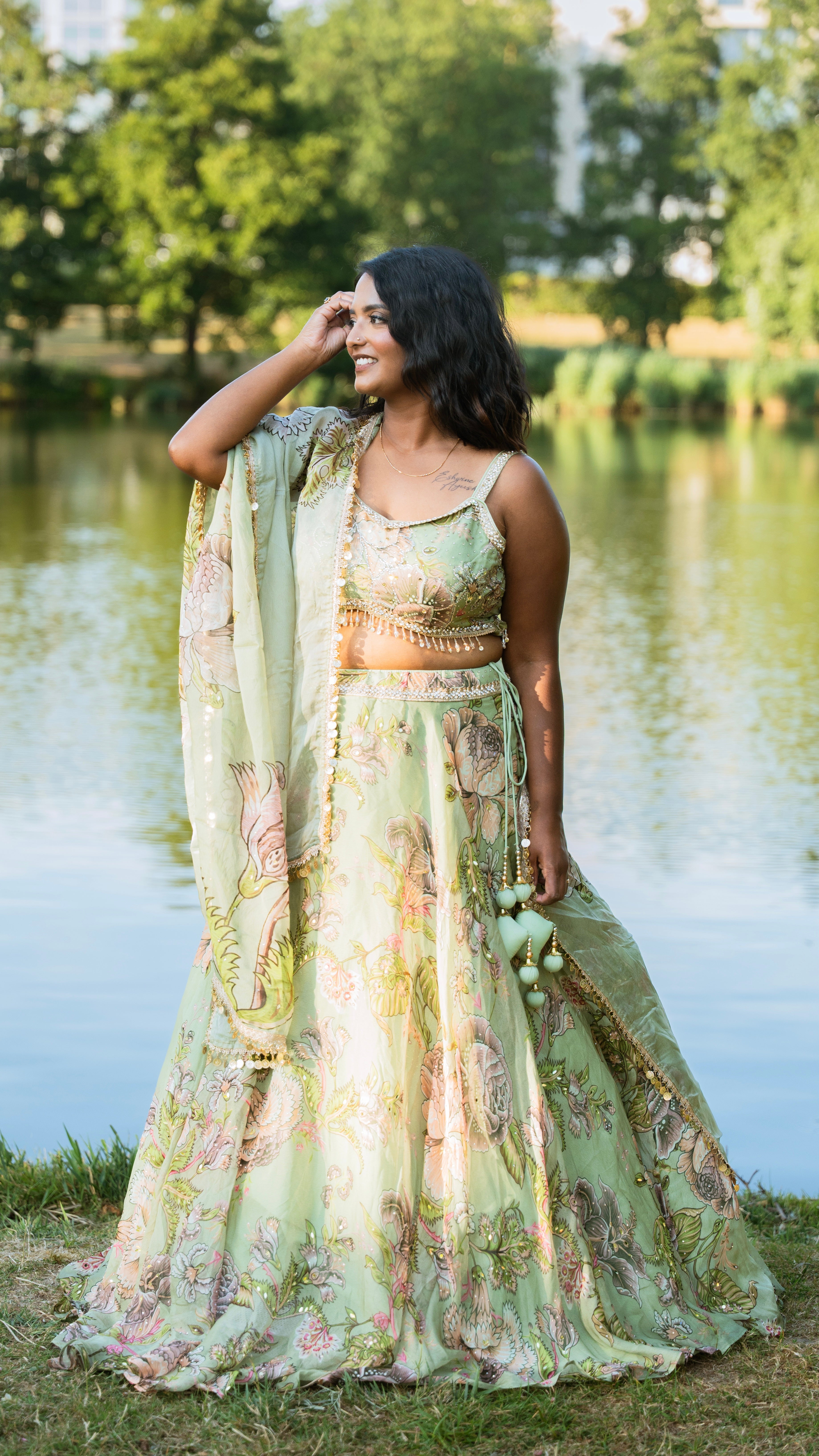 Mint Blossom Lehenga