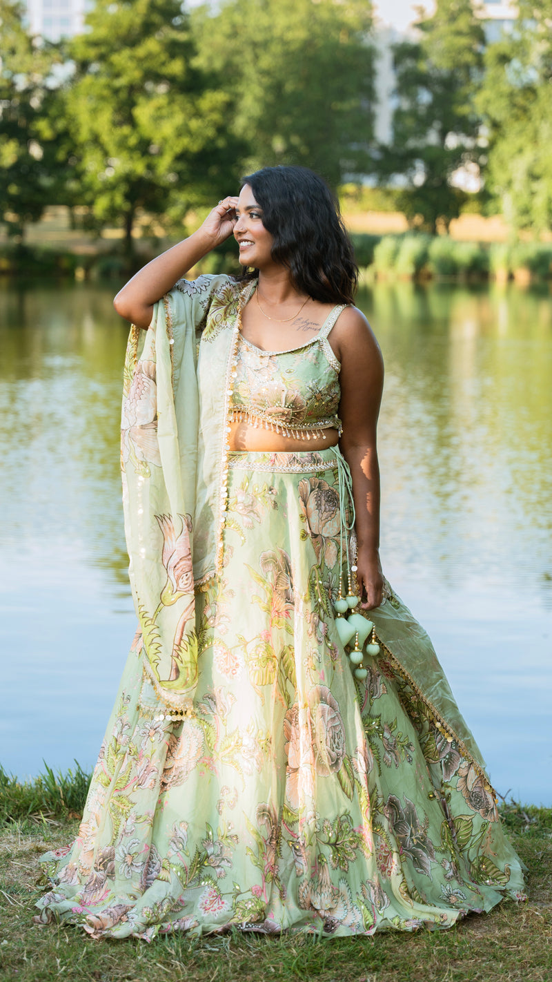Mint Blossom Lehenga