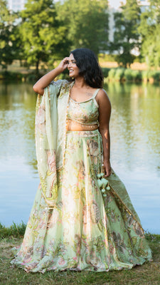 Mint Blossom Lehenga