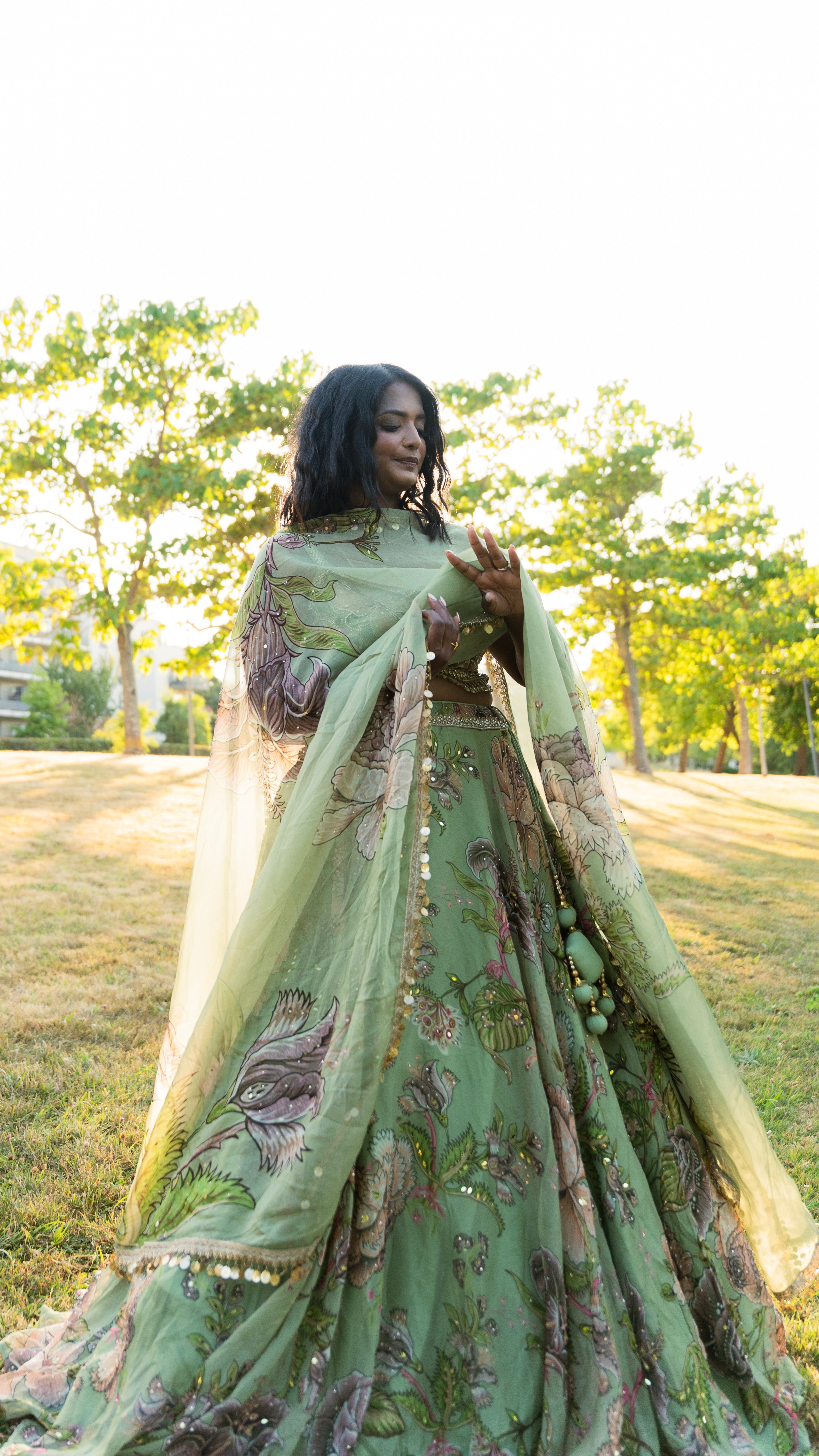 Mint Blossom Lehenga