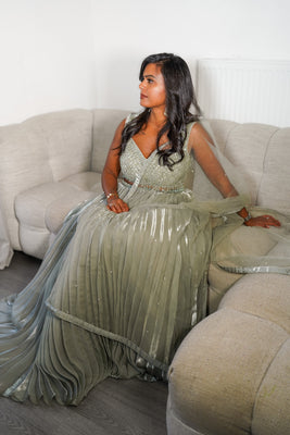 Sage green Lehenga