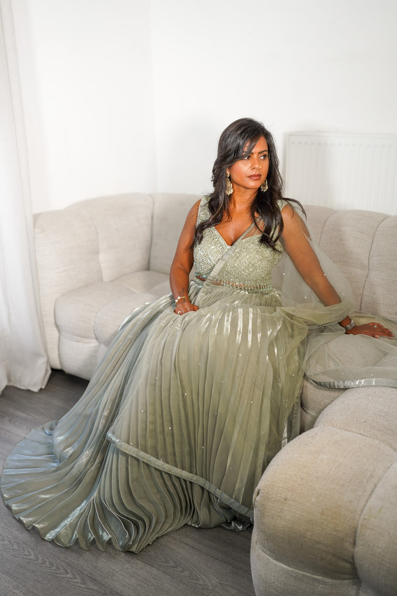Sage green Lehenga