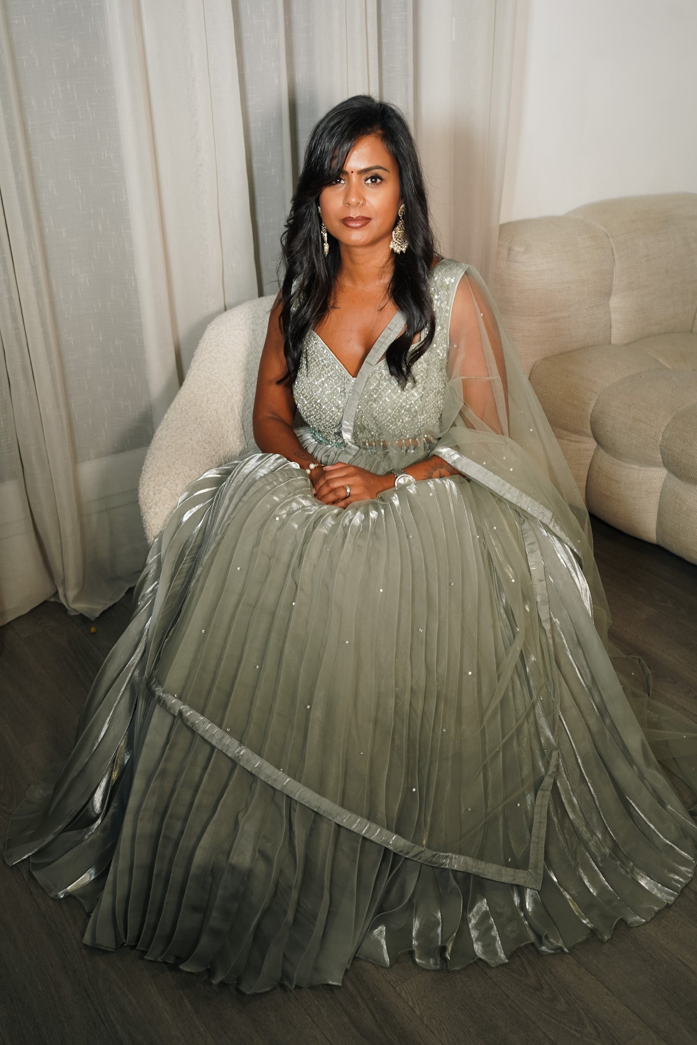Sage green Lehenga