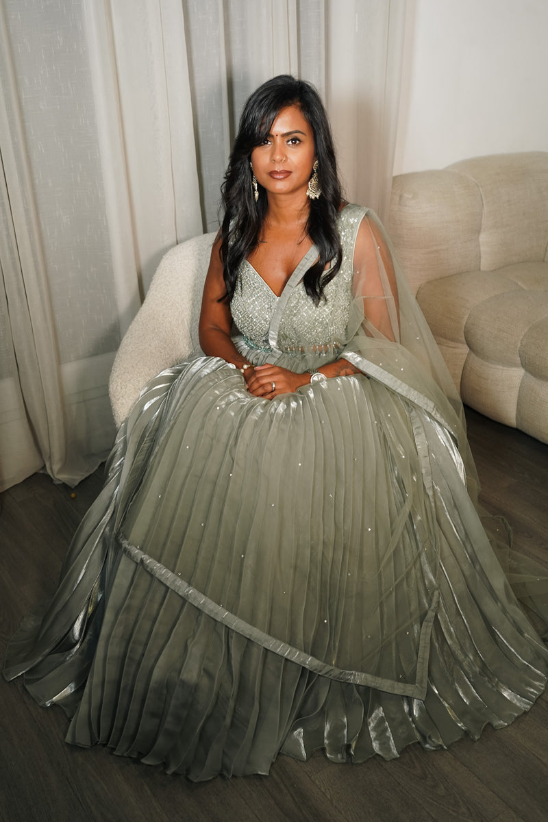 Sage green Lehenga