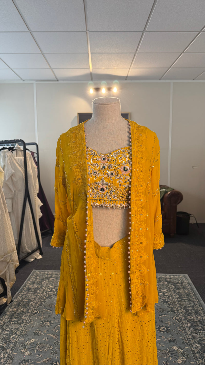 Yellow Shahara with a embellished top
