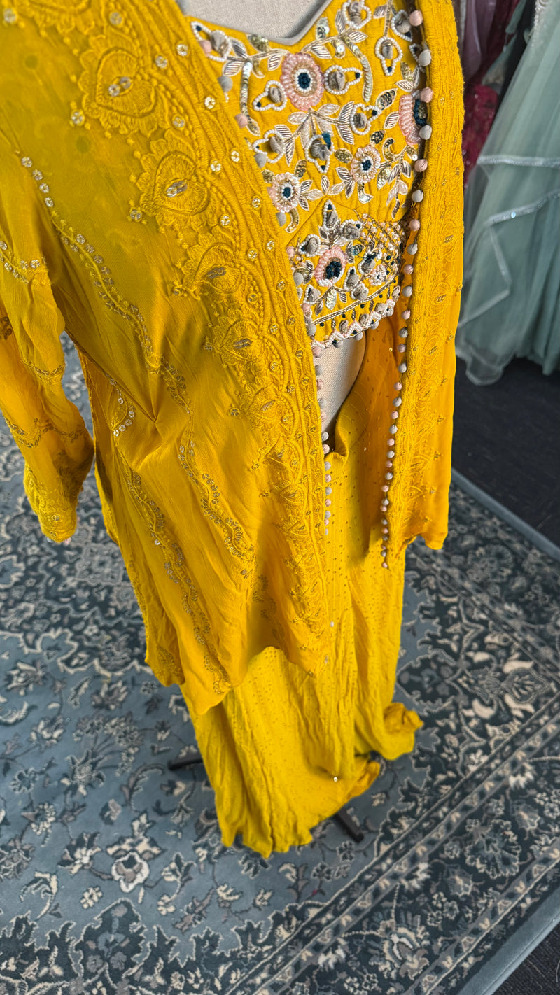 Yellow Shahara with a embellished top