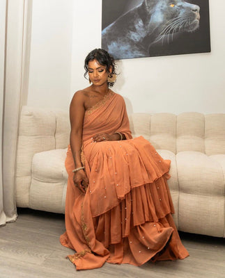 A brown one minute saree
