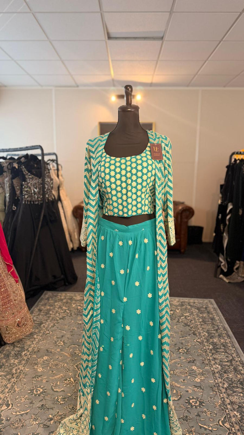 Light Blue Shahara with Long Vest