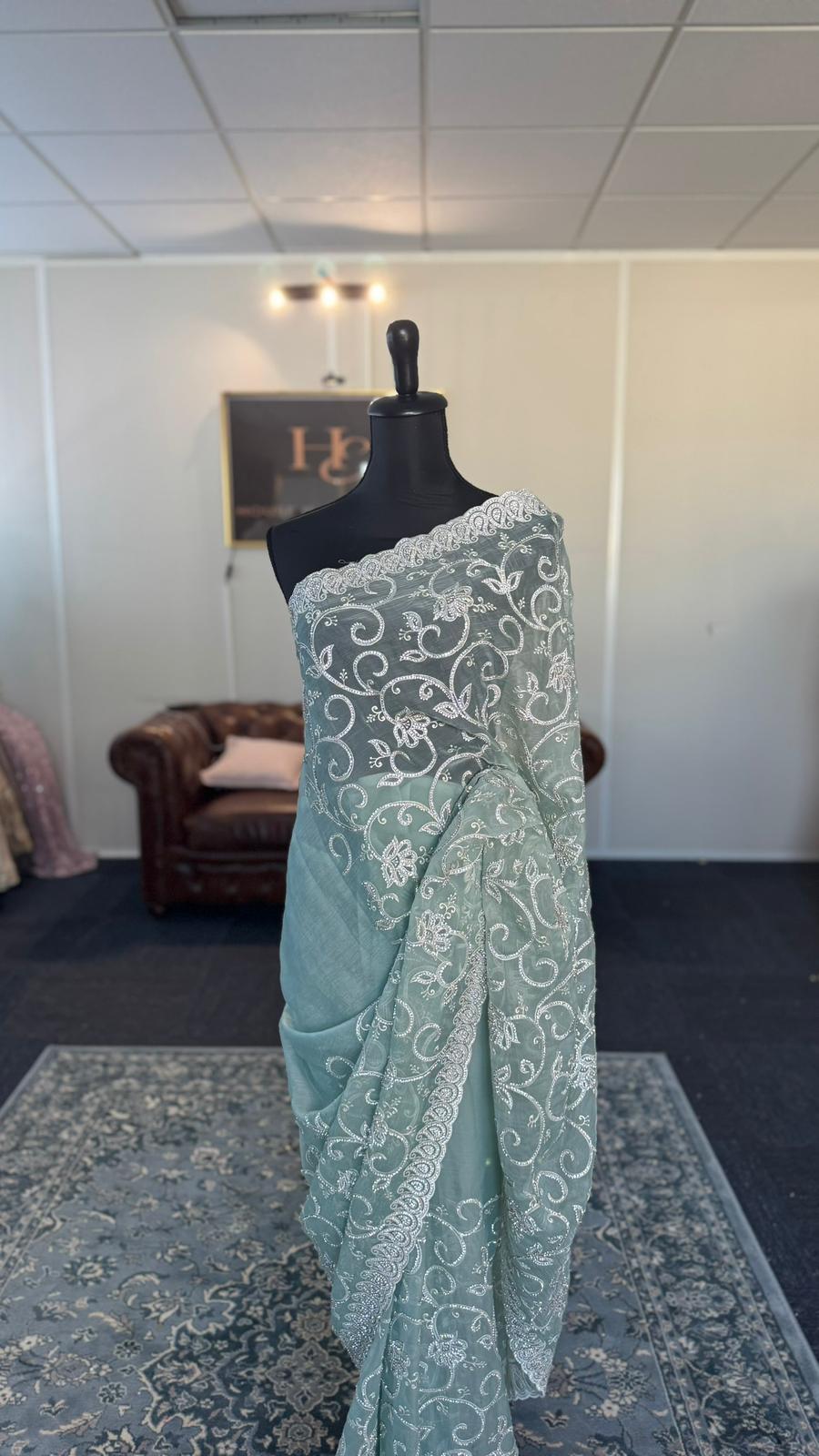 Sky Blossom Saree