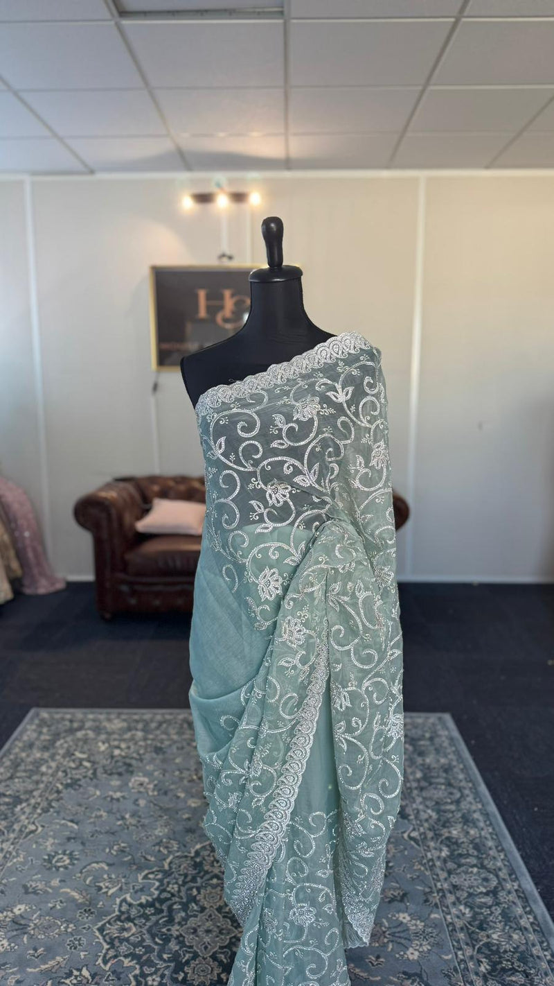 Sky Blossom Saree