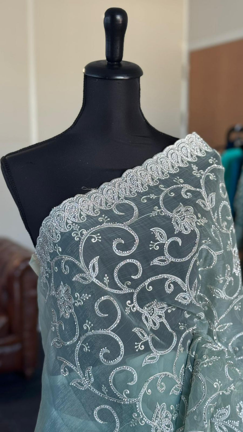 Sky Blossom Saree