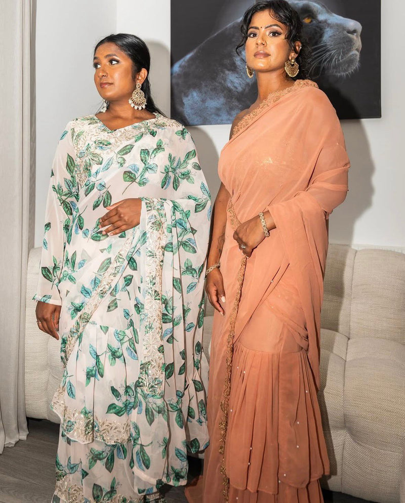 A brown one minute saree