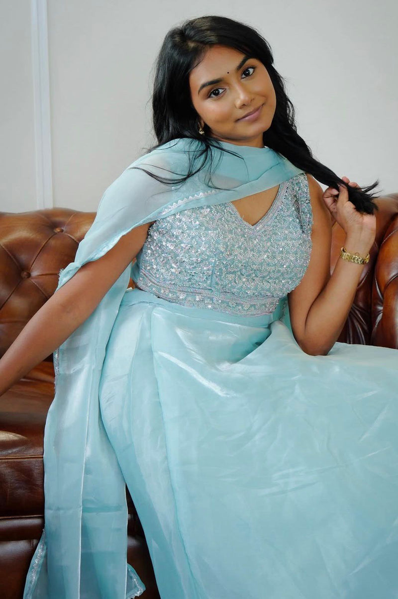 Turquoise blue lehenga