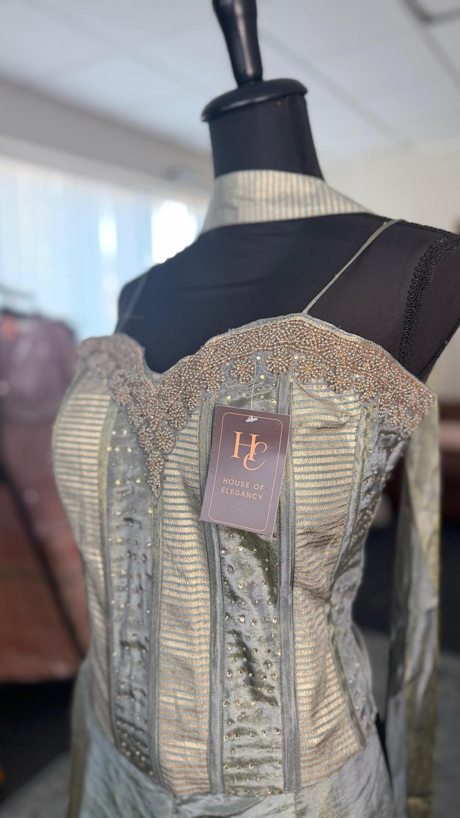 Grey Corset Shahara with Beaded Top