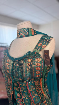 Blue Shahara with Detailed Patterned Top