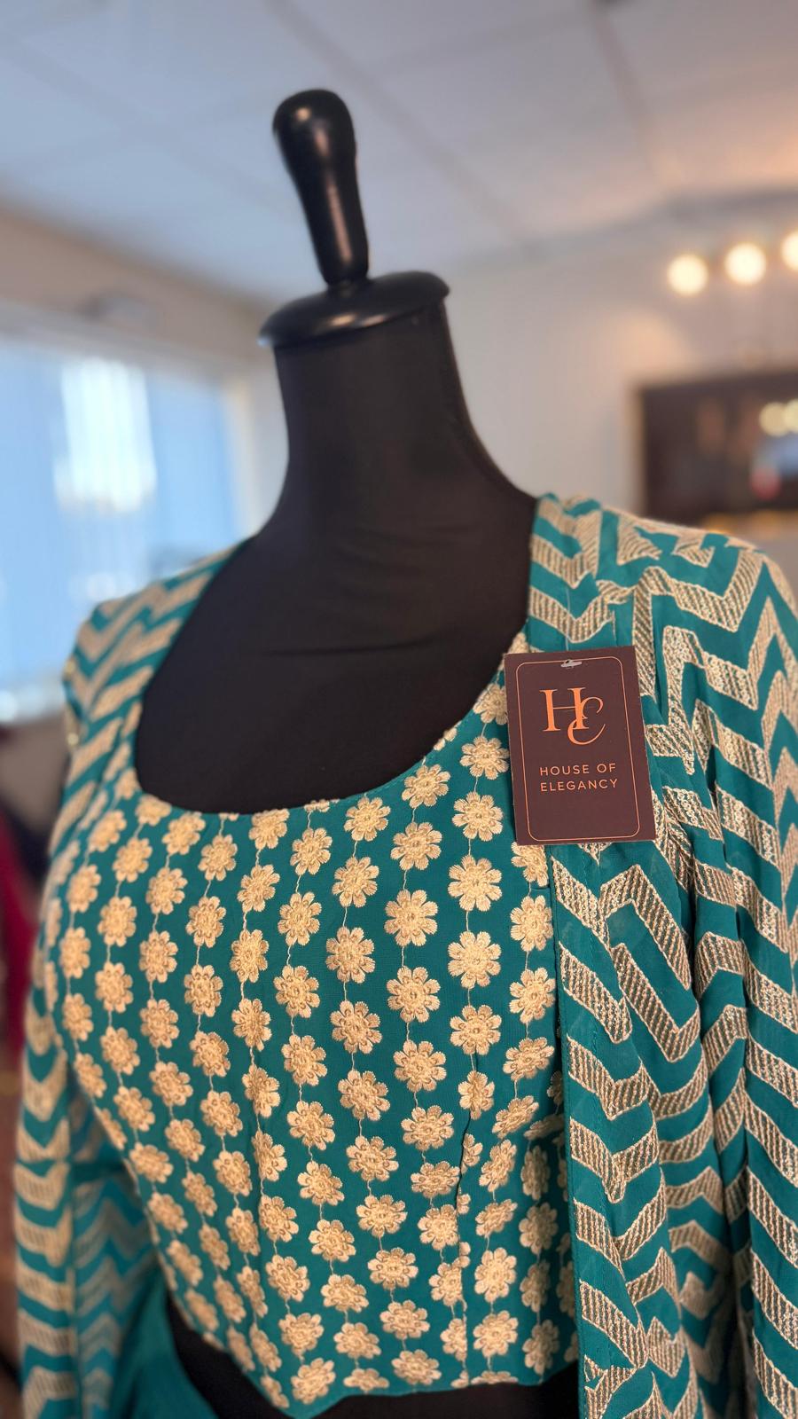 Light Blue Shahara with Long Vest