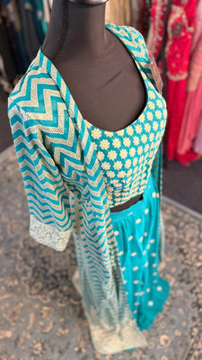 Light Blue Shahara with Long Vest