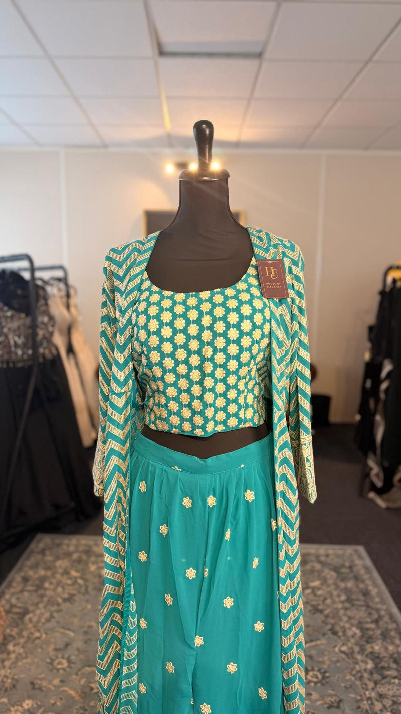 Light Blue Shahara with Long Vest
