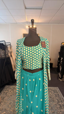 Light Blue Shahara with Long Vest