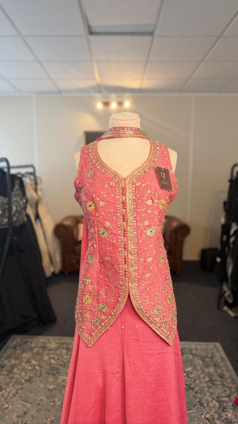 Pastel Pink Shahara with Subtle Motifs