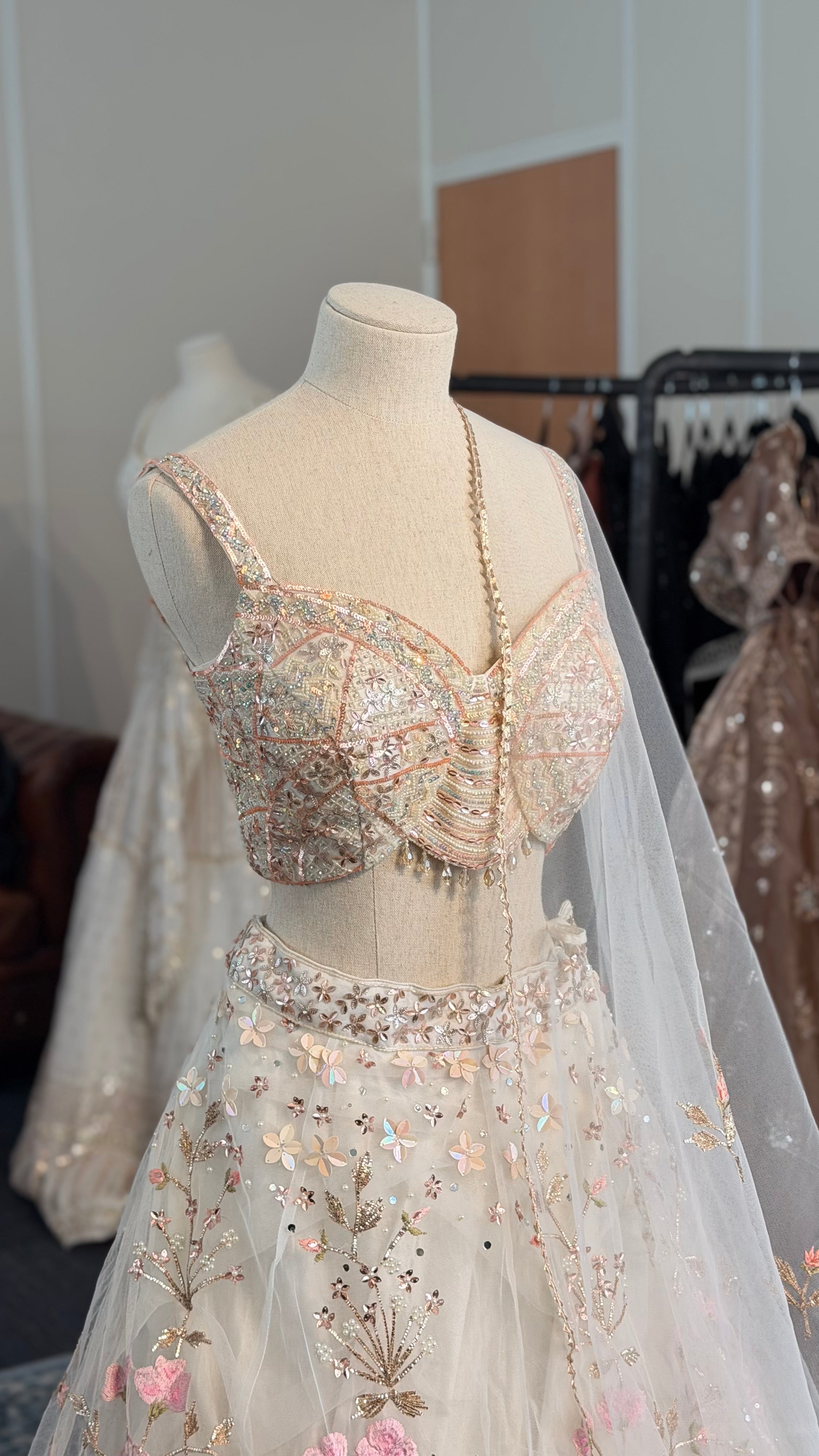 White Floral Lehenga