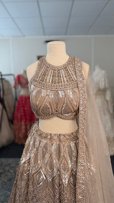 Brown Sleeveless Glam Lehenga