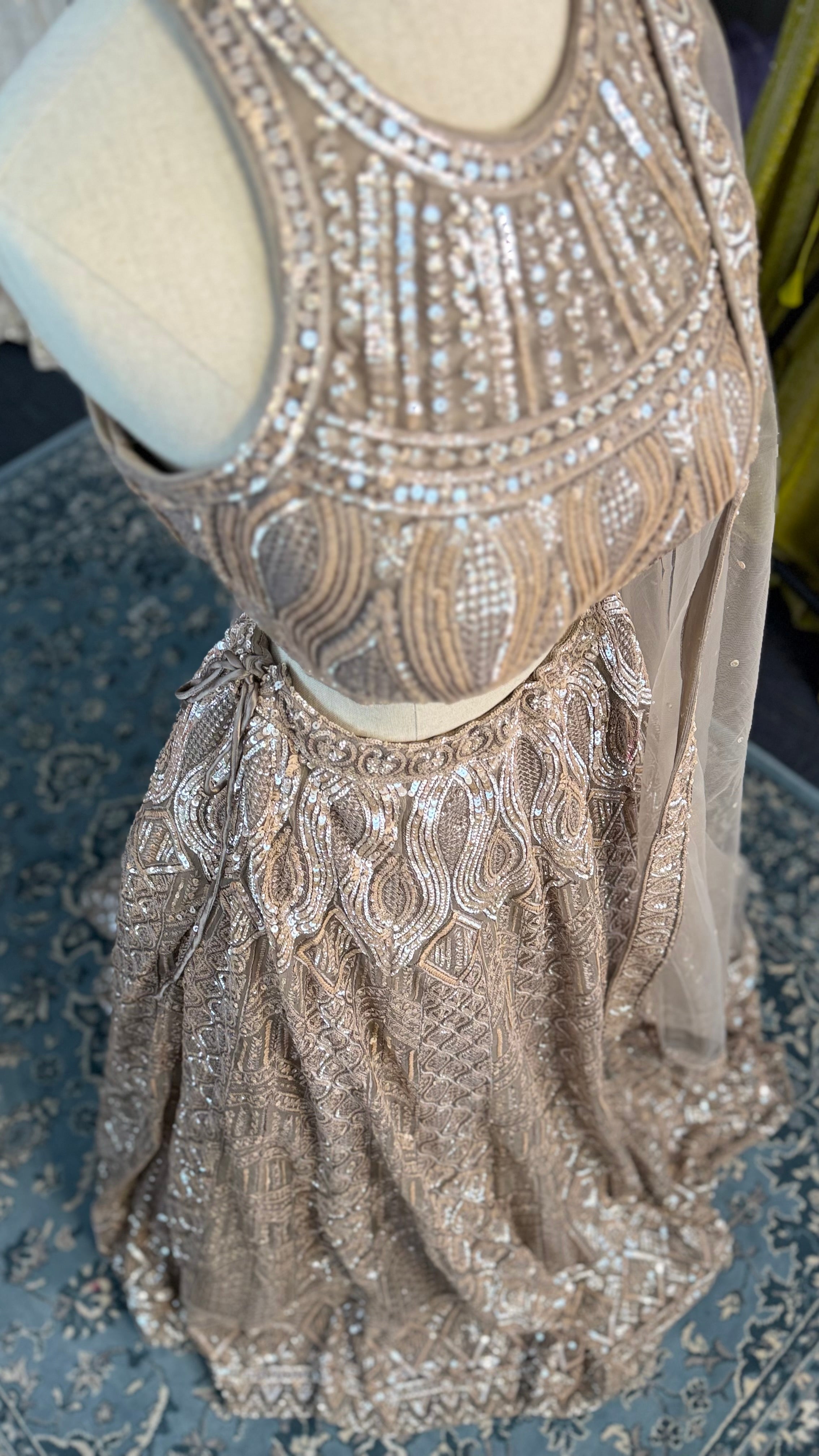 Brown Sleeveless Glam Lehenga
