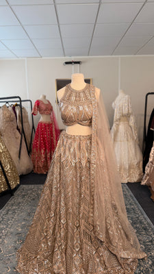 Brown Sleeveless Glam Lehenga